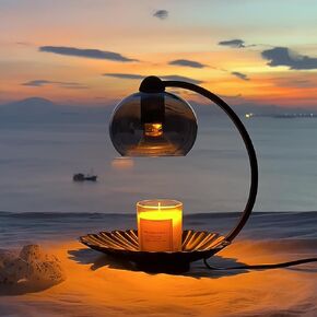 Nacre Candle Warmer Lamp, Aesthetic Electric Candle Lamp Warmer with Timer, 2 Bulbs, Dimmable Wax Melt for Small Scented Jar Candles, Unique Present for Her/Him House Warming Bedroom Decor