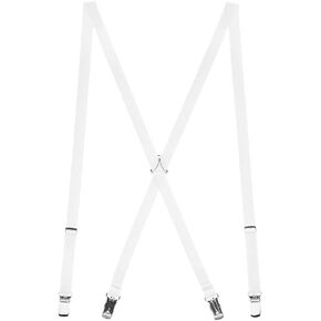 Skinny Matte Satin Suspenders - 3/4-Inch Wide Elastic - X-Back - Clip - 9 Colors & 2 Sizes