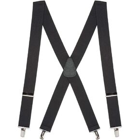 Solid Color Suspenders - 1.5-Inch Wide Elastic Straps - X-Back - Clip - 4 Sizes Including Big & Tall