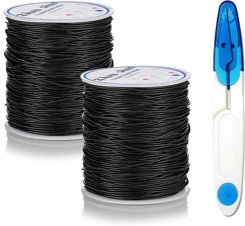 2 Roll 0.8 mm×100 m(109 Yards) Elastic Bracelet String and one U-Type Scissor Yarn Scissor, Crystal Clear Elastic Cord for Bracelets, Necklaces, Beading and Jewelry Making (White) in Saudi Arabia