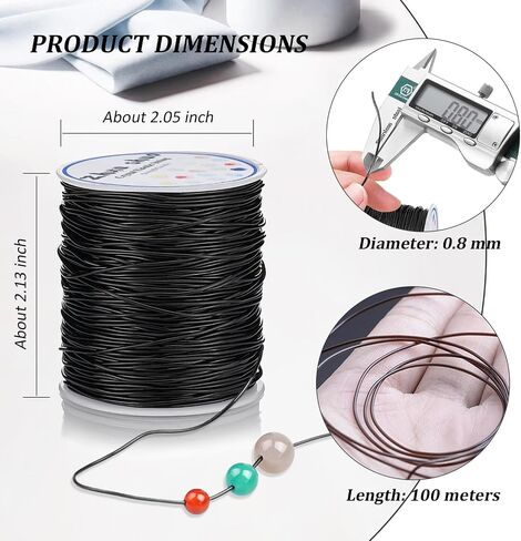2 Roll 0.8 mm×100 m(109 Yards) Elastic Bracelet String and one U-Type Scissor Yarn Scissor, Crystal Clear Elastic Cord for Bracelets, Necklaces, Beading and Jewelry Making (White) in Saudi Arabia