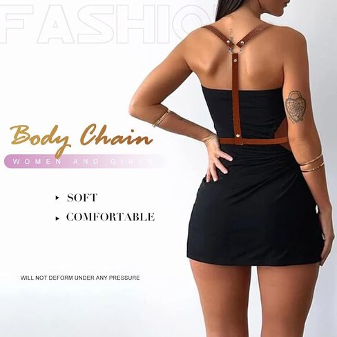 BODIY Plus Size Harness Punk Leather Black Harness Belts Women Fashion Body Harness for Women in Kuwait