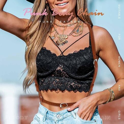 BODIY Plus Size Harness Punk Leather Black Harness Belts Women Fashion Body Harness for Women in Kuwait
