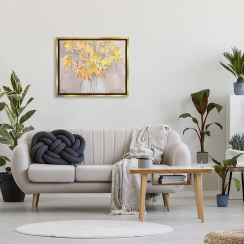 Stupell Industries Yellow Scribble Style Bouquet Framed Floater Canvas Wall Art, Design by Samuel Dixon in Kuwait
