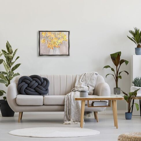 Stupell Industries Yellow Scribble Style Bouquet Framed Floater Canvas Wall Art, Design by Samuel Dixon in Kuwait