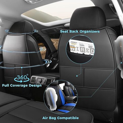 FREESOO Tundra 2007-2021 مجموعة كاملة من أغطية المقاعد من الجلد الصناعي، مناسبة خصيصًا لسيارة Toyota Tundra Crewmax Cab، أغطية مقاعد الشاحنة باللون الأسود والرمادي in Kuwait