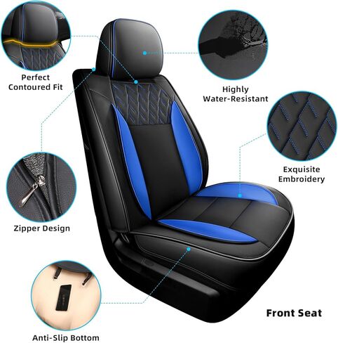 FREESOO Tundra 2007-2021 مجموعة كاملة من أغطية المقاعد من الجلد الصناعي، مناسبة خصيصًا لسيارة Toyota Tundra Crewmax Cab، أغطية مقاعد الشاحنة باللون الأسود والرمادي in Kuwait