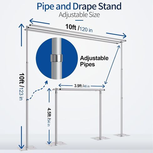 10x10ft Pipe and Drape Backdrop Stand, Double Crossbar, Heavy Duty Adjustable Background Frame with Metal Base for Parties Photography Wedding Photoshoot Decoration in Saudi Arabia