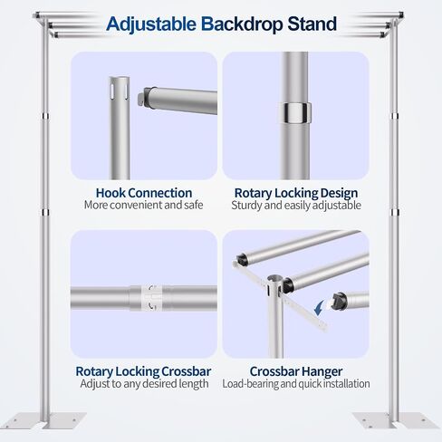 10x10ft Pipe and Drape Backdrop Stand, Double Crossbar, Heavy Duty Adjustable Background Frame with Metal Base for Parties Photography Wedding Photoshoot Decoration in Saudi Arabia