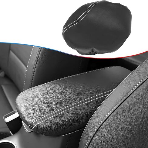 Armrest Box Center Console Cover for Kia Forte cerato 2019 2020 2021 2022 2023 2024, Microfiber Leather -Red Stitches in Saudi Arabia