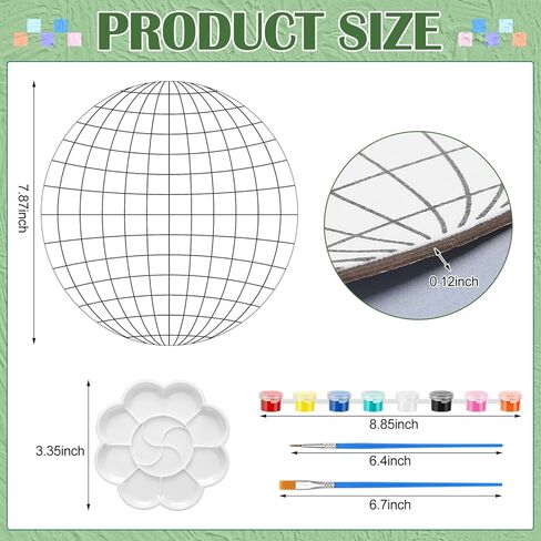 Dunzoom 6 مجموعة DIY رسمت ديسكو الكرة الفن ديسكو الكرة قماش الاكريليك الدهانات فرش صينية لوحات اصنع بنفسك ديسكو الكرة اللوحة ديسكو الكرة الفن لصالح الحزب in Kuwait