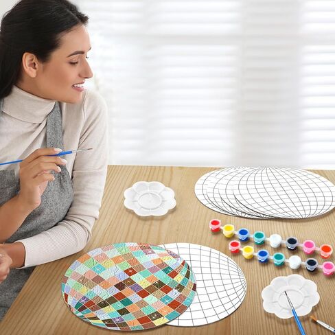 Dunzoom 6 مجموعة DIY رسمت ديسكو الكرة الفن ديسكو الكرة قماش الاكريليك الدهانات فرش صينية لوحات اصنع بنفسك ديسكو الكرة اللوحة ديسكو الكرة الفن لصالح الحزب in Kuwait