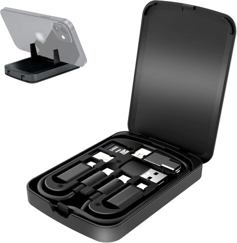 بطاقة كابل مع قارئ بطاقة SD عالي السرعة، كابل USB-C 3.1 Gen 2 متعدد الشحن مع مجموعة محول محول الضوء/USB A/MicroUSB/OTG وحامل بطاقة SD/TF لهواتف السفر والكاميرات وأجهزة الكمبيوتر الشخصية ونقل البيانات بدون طيار in Kuwait