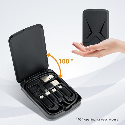 بطاقة كابل مع قارئ بطاقة SD عالي السرعة، كابل USB-C 3.1 Gen 2 متعدد الشحن مع مجموعة محول محول الضوء/USB A/MicroUSB/OTG وحامل بطاقة SD/TF لهواتف السفر والكاميرات وأجهزة الكمبيوتر الشخصية ونقل البيانات بدون طيار in Kuwait