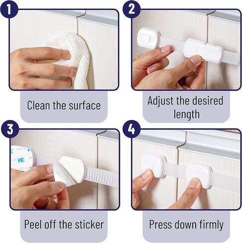 Bates- Child Safety Strap Locks, 10 Pack, Black, Baby Cabinet Locks, Toilet Locks Baby Proof, Child Proof Drawer Locks, Cabinet Baby Locks for Cabinets, Child Proof Cabinet Locks, Drawer Child Locks in Saudi Arabia