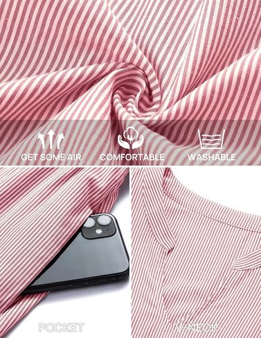 فساتين ماكسي نسائية NENONA 2024 مخططة بأكمام طويلة ورقبة على شكل V كاجوال فضفاضة متدرجة مع جيوب in Kuwait