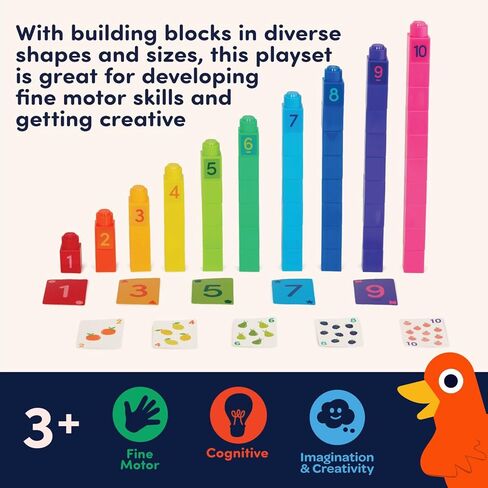 Battat Education – Locbloc Counting Blocks – Building Blocks for Toddlers – Number Blocks – Learning Building Blocks – Stacking Blocks – 12 Months + (107 Pcs) in Kuwait