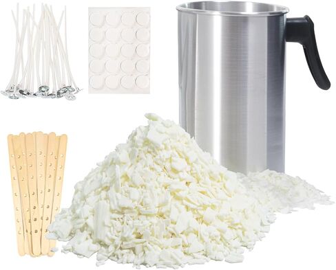 All Natural Soy Wax for Candle Making, 2.5lb Candle Wax with Candle Making Kit with Wax Melting Pot, Candle Wicks, Wicks Stickers, Wicks Centering Devices, Candle Making Supplies Vegan Cruelty Free in Saudi Arabia
