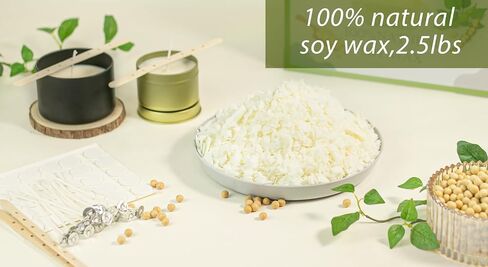 All Natural Soy Wax for Candle Making, 2.5lb Candle Wax with Candle Making Kit with Wax Melting Pot, Candle Wicks, Wicks Stickers, Wicks Centering Devices, Candle Making Supplies Vegan Cruelty Free in Saudi Arabia