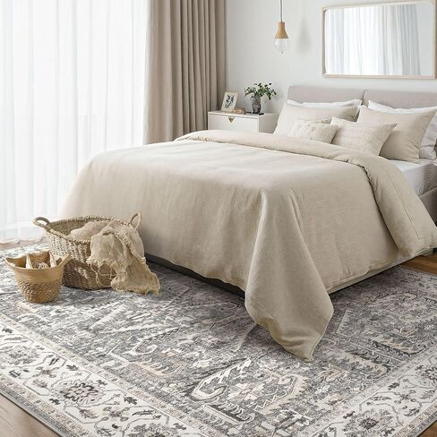 9x12 Area Rug for Living Room - Washable Soft Traditional Tribal Rug for Bedroom Dining Room Home Office, Non-Slip Stain Resistant Vintage Distressed Indoor Floor Carpet- Dark Brown in Saudi Arabia
