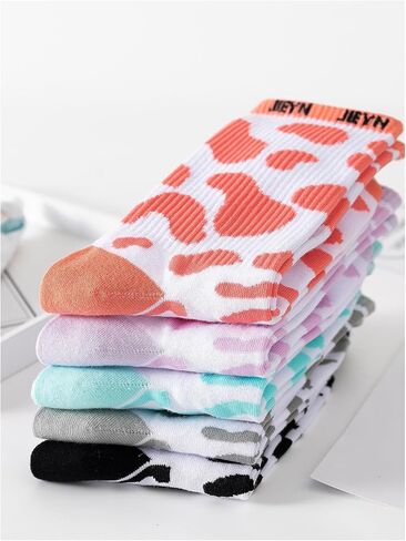OYOANGLE Women's 5 Pairs Cow Print Crew Socks Novelty Casual Mid Calf Socks in Saudi Arabia