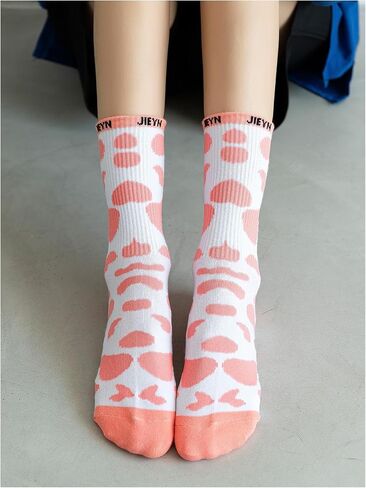 OYOANGLE Women's 5 Pairs Cow Print Crew Socks Novelty Casual Mid Calf Socks in Saudi Arabia