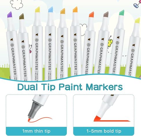 أقلام تحديد فنية بفرشاة ذات طرفين مكونة من 48 لونًا، أقلام تحديد صبغ جلدية ذات طرف مزدوج ساطعة مع صندوق تخزين، قلم صبغ أقلام فرشاة ذات طرف مزدوج لرسم التلوين، وإصلاح الأحذية من خدوش الأثاث in Kuwait