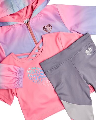 Body Glove Girls' Leggings Set - 3 Piece Windbreaker, T-Shirt, Leggings - Athleisure Outfit Set for Girls (2T-6X) in Saudi Arabia