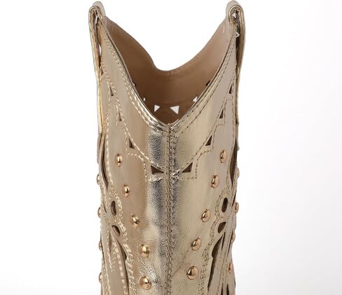 TAEPUSR المرأة أحذية كاوبوي مطرزة كعب كتلة مكتنزة الأحذية الغربية جوفاء أشار تو رصع الأحذية in Kuwait