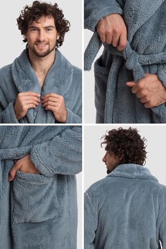 Mad Dog Mens Fleece Sherpa Robe for Men - Fluffy Bathrobe, Lightweight, Full Length Winter Robe, House Coat in Saudi Arabia