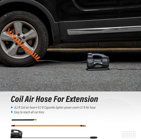 منفاخ إطارات AVID POWER 12 فولت تيار مستمر، ضاغط هواء محمول مع أسطوانات مزدوجة شديدة التحمل للنفخ السريع، مضخة إطارات ذات إغلاق تلقائي مع مقياس ضغط رقمي، ضوء LED، منفاخ هواء للإطارات in Kuwait