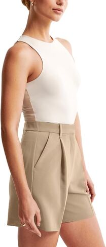 NIMIN High Waisted Tailored Work Shorts for Women Summer Casual Lightweight Office Dressy Shorts with Pockets in Kuwait