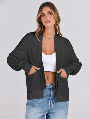 ANRABESS Women Jackets Sweaters Long Sleeve Open Front Oversized Loose 2024 Fall Trendy Chunky Knit Cropped Cardigan Coats in Saudi Arabia
