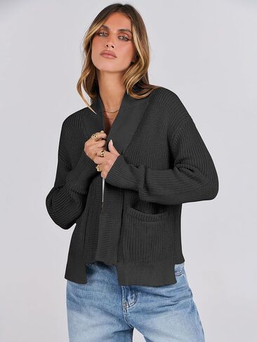ANRABESS Women Jackets Sweaters Long Sleeve Open Front Oversized Loose 2024 Fall Trendy Chunky Knit Cropped Cardigan Coats in Saudi Arabia