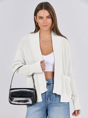 ANRABESS Women Jackets Sweaters Long Sleeve Open Front Oversized Loose 2024 Fall Trendy Chunky Knit Cropped Cardigan Coats in Saudi Arabia