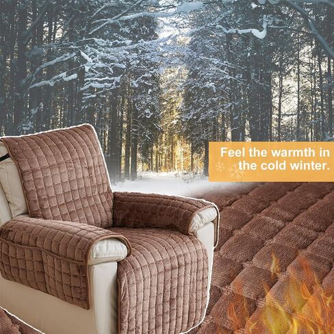 Recliner Chair Cover,Non Slip Thickened Flannel 1 2 3 Seater Soft Warm Reclining Chair Cover with Side Pocket Cushion Sofa Slipcovers Armchair Cover for Living Room (Grey,53 * 190cm) in Saudi Arabia
