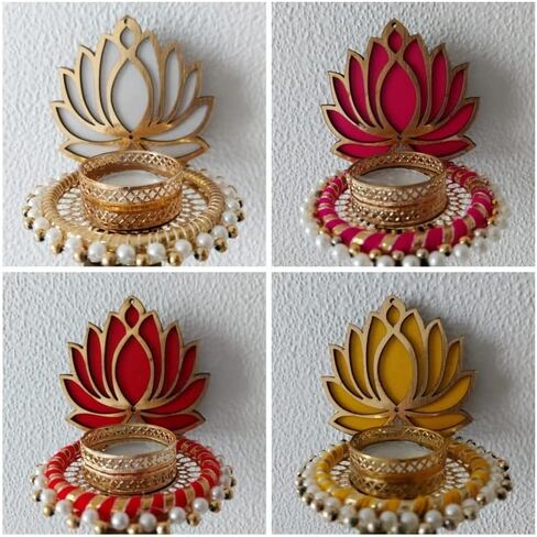 Handmade Lotus Wall & Door Hangings (Pack of 4) - Home Decoration | Pooja Decor | Diwali Decor | Wedding and All Festival Decor | (Size - 3 Ft / 36 Inches) in Saudi Arabia
