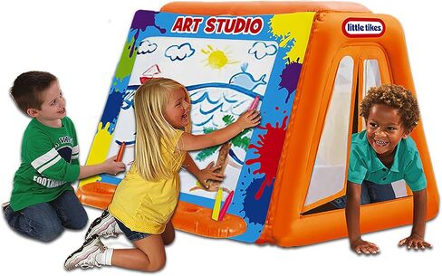 Little Tikes: خيمة Art Easel 2 في 1 - لوحة فنية عملاقة قابلة للغسل، تكرار المسح والمسح، 5 علامات، سهلة الإعداد من الفينيل قابلة للنفخ، تصميم داخلي واسع، للأطفال بعمر 4 سنوات فما فوق in Saudi Arabia