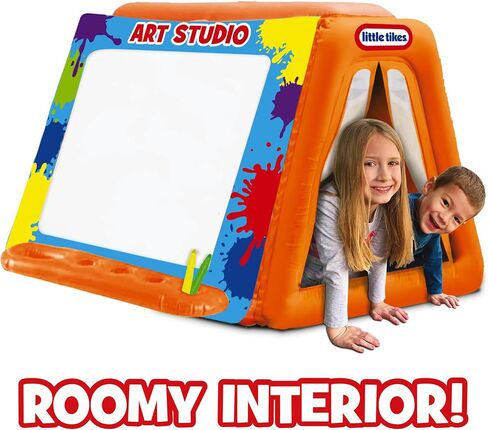 Little Tikes: خيمة Art Easel 2 في 1 - لوحة فنية عملاقة قابلة للغسل، تكرار المسح والمسح، 5 علامات، سهلة الإعداد من الفينيل قابلة للنفخ، تصميم داخلي واسع، للأطفال بعمر 4 سنوات فما فوق in Saudi Arabia