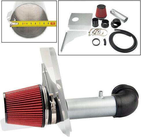 Cold Air Intake Filters System Kits Fit for Camaro 2012 2013 2014 2015 V6, 3.5" High Flow Cold Air Intake Filters Polished Aluminum (Red) in Saudi Arabia