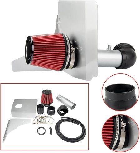 Cold Air Intake Filters System Kits Fit for Camaro 2012 2013 2014 2015 V6, 3.5" High Flow Cold Air Intake Filters Polished Aluminum (Red) in Saudi Arabia