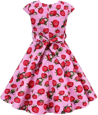 Girls Cap Sleeve 50s Style Dress Girls Vintage Dresses Audrey 50's Retro Dress 1950s Polka Dot Rockabilly Swing Party Dresses in Saudi Arabia