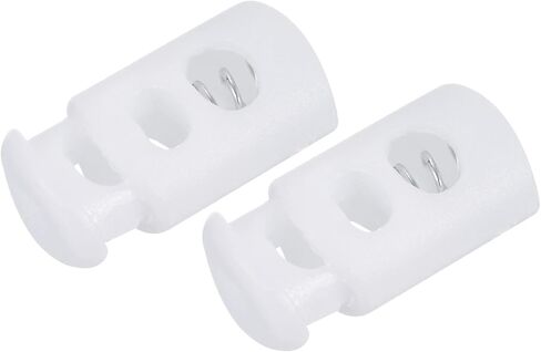 METALLIXITY Cord Lock Stopper End 6Pcs, Plastic Spring Toggle Stoppers Fastener Slider Organizer - for Drawstrings Clothing, Shoelaces, Bags, White in Saudi Arabia