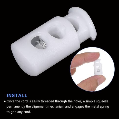 METALLIXITY Cord Lock Stopper End 6Pcs, Plastic Spring Toggle Stoppers Fastener Slider Organizer - for Drawstrings Clothing, Shoelaces, Bags, White in Saudi Arabia