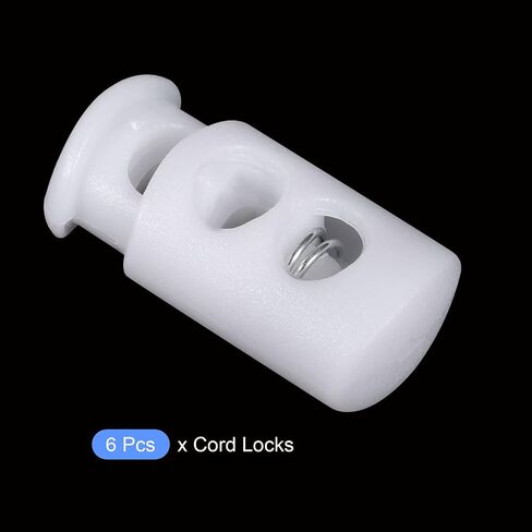 METALLIXITY Cord Lock Stopper End 6Pcs, Plastic Spring Toggle Stoppers Fastener Slider Organizer - for Drawstrings Clothing, Shoelaces, Bags, White in Saudi Arabia