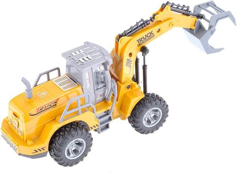 PowerTRC Remote Control Functional Construction Excavator Claw Vehicle Truck with Light | 1/30 Scale RC Battery Powered Engineering Digger Truck Car for Kids | Perfect for Beach Trips in Saudi Arabia