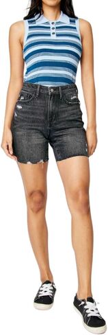 Judy Blue Black High Waist Rigid Magic Destroy Raw Hem Shorts in Saudi Arabia