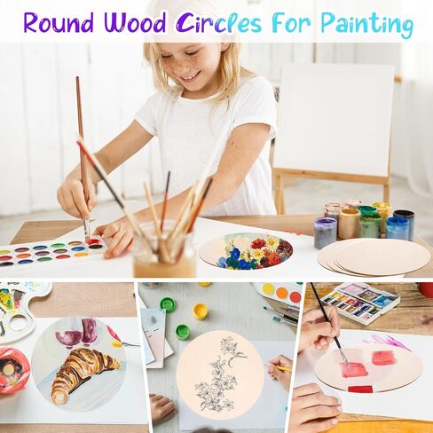Bewudy 6 Pieces of Wood Circles for Crafts, 8 Inch Unfinished Wood Circles Discs, Wooden Ornaments for Crafts for DIY Crafts Door Hanger Sign Wood Buring Painting Christmas Decorate (6Pcs,20CM/8IN) in Saudi Arabia