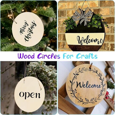 Bewudy 6 Pieces of Wood Circles for Crafts, 8 Inch Unfinished Wood Circles Discs, Wooden Ornaments for Crafts for DIY Crafts Door Hanger Sign Wood Buring Painting Christmas Decorate (6Pcs,20CM/8IN) in Saudi Arabia