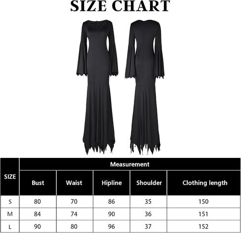 أزياء عائلة YOGFIT Addams لشخصية Morticia فستان طويل أسود قوطي بأكمام الخفافيش أزياء الهالوين التأثيرية للنساء in Kuwait